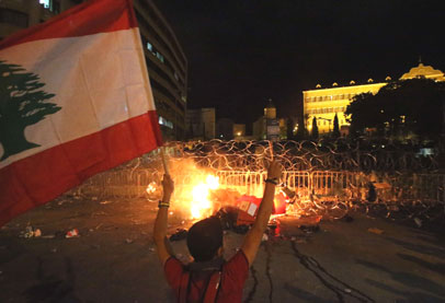 protest against corruption and against the government in Lebanon 